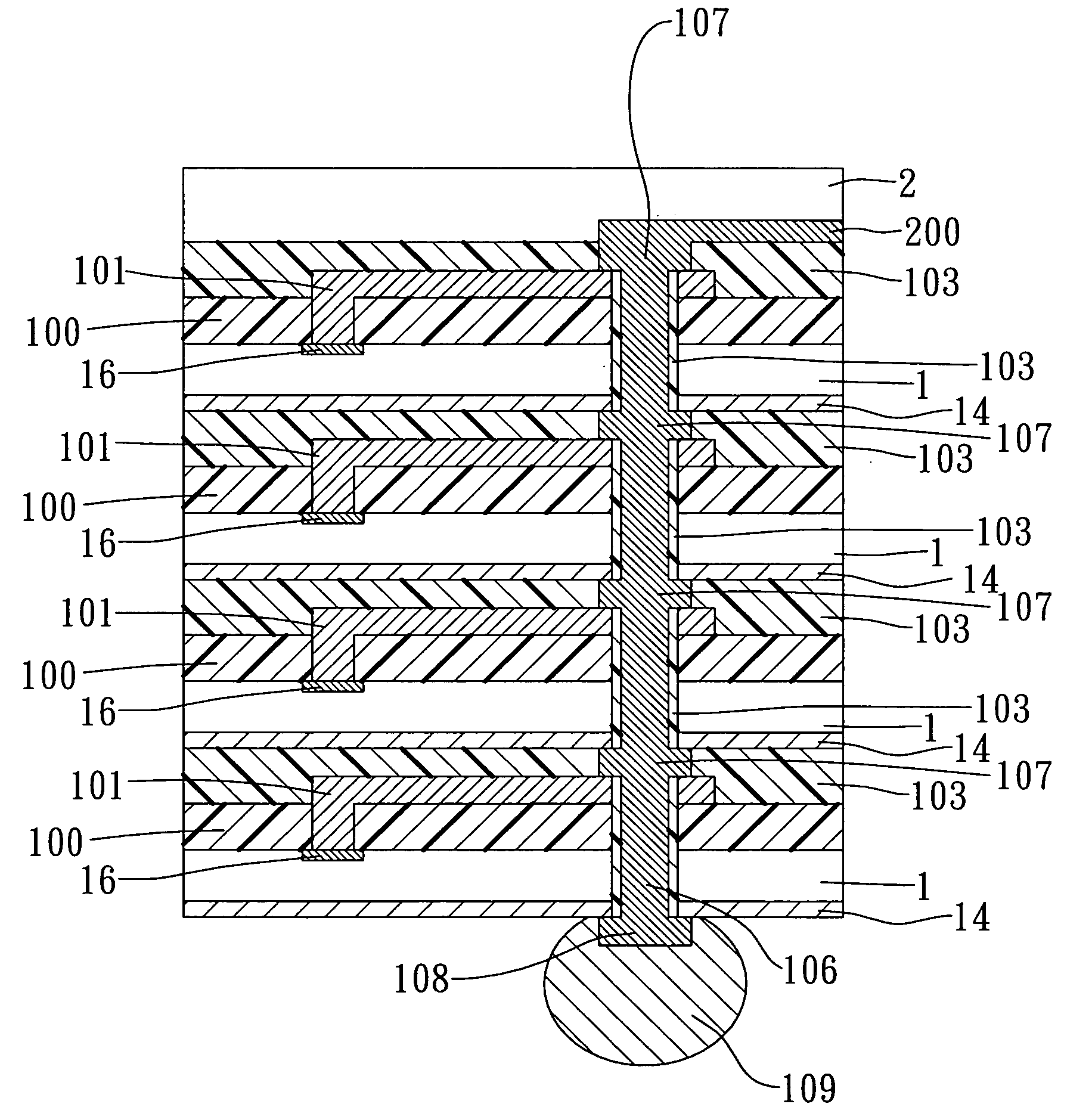 Three-dimensional die-stacking package structure and method for manufacturing the same