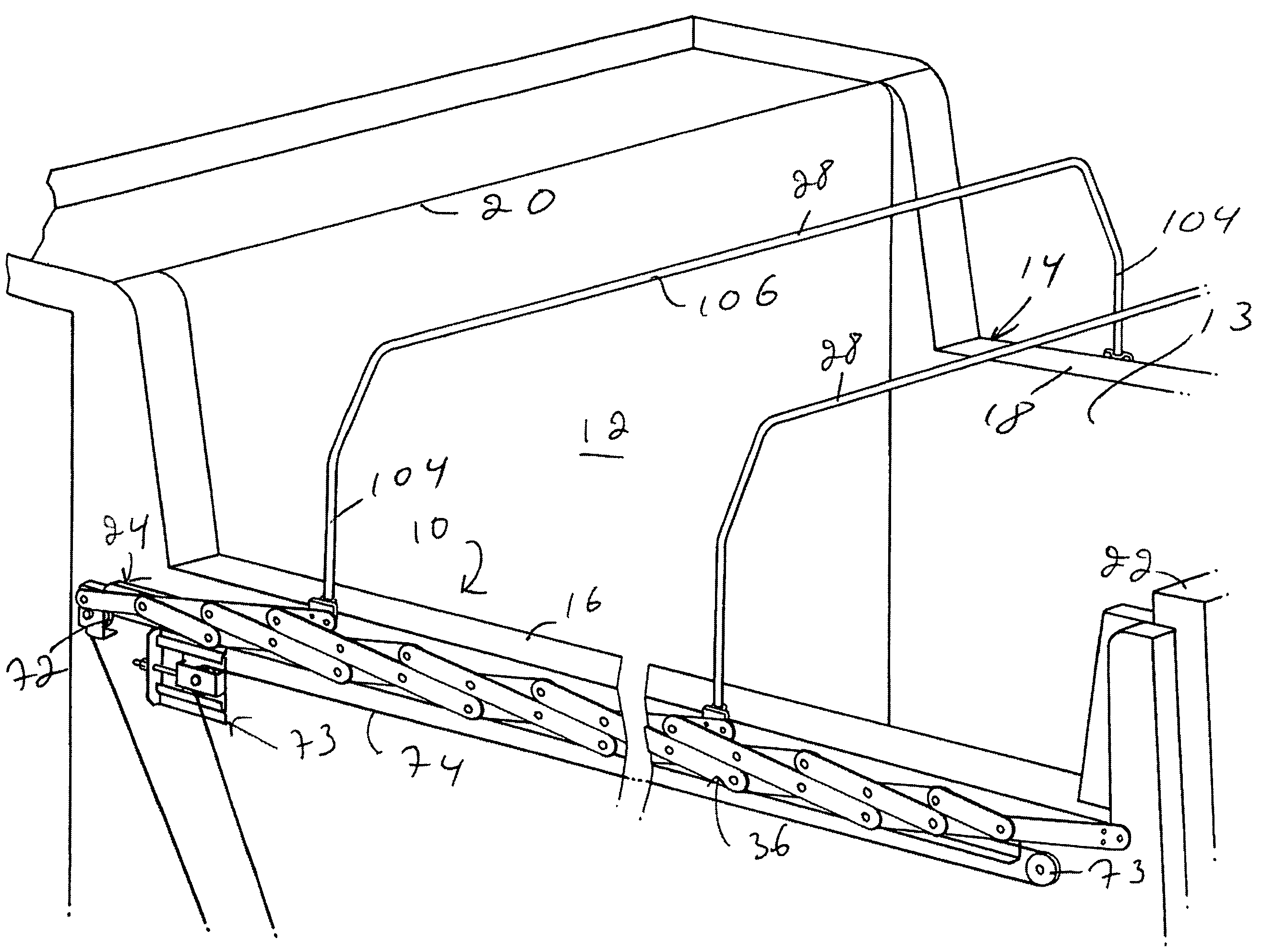 Device for manipulating a tarpaulin