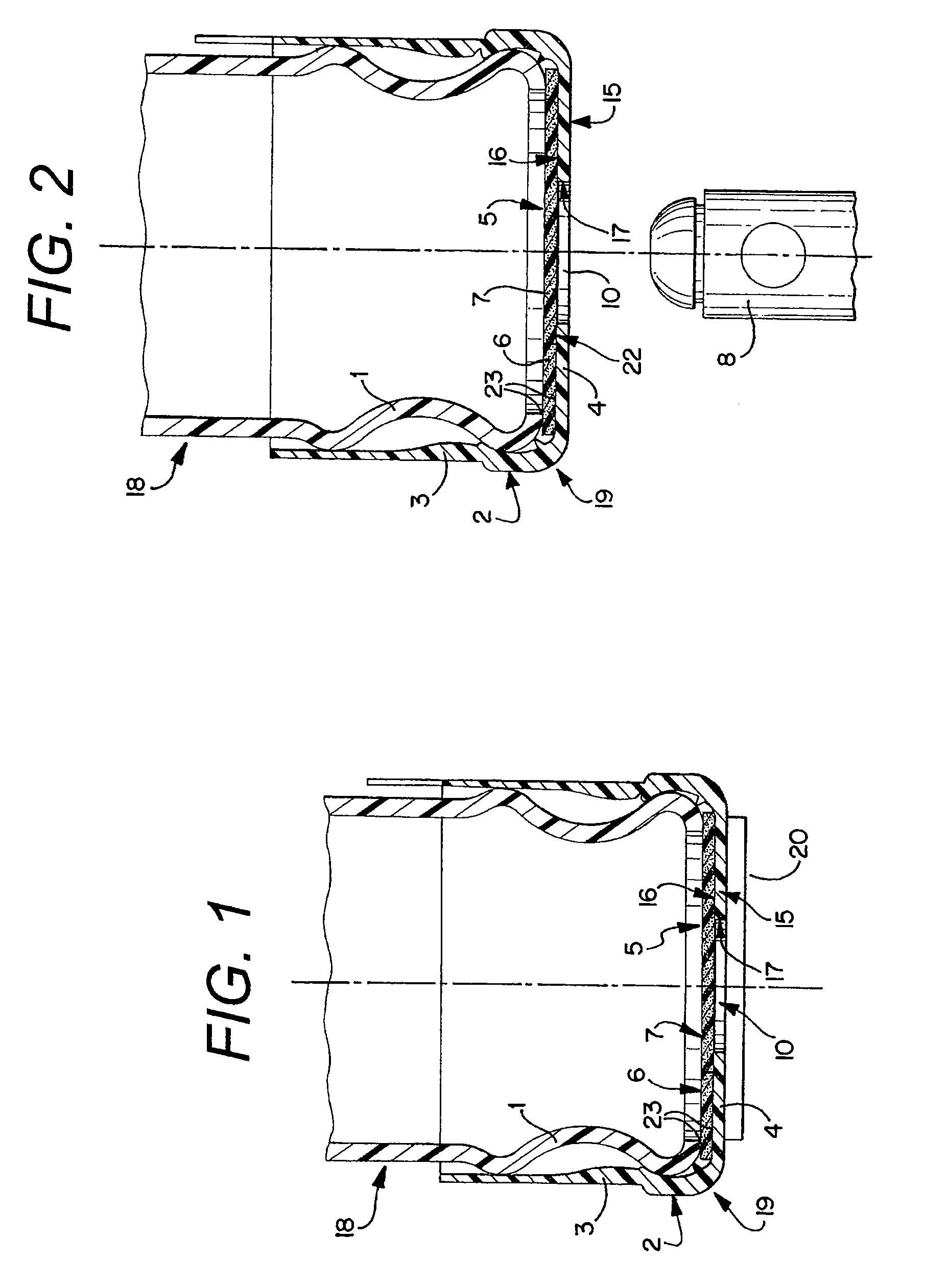 Probe actuated bottle cap and liner