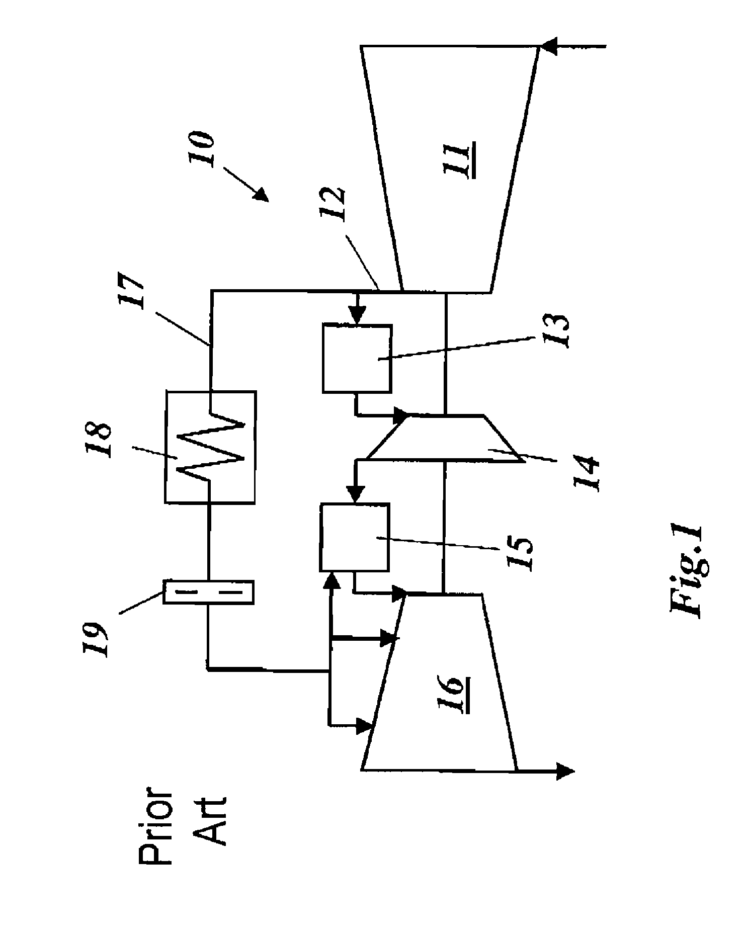 Gas turbine with heat exchanger for cooling compressed air and preheating a fuel