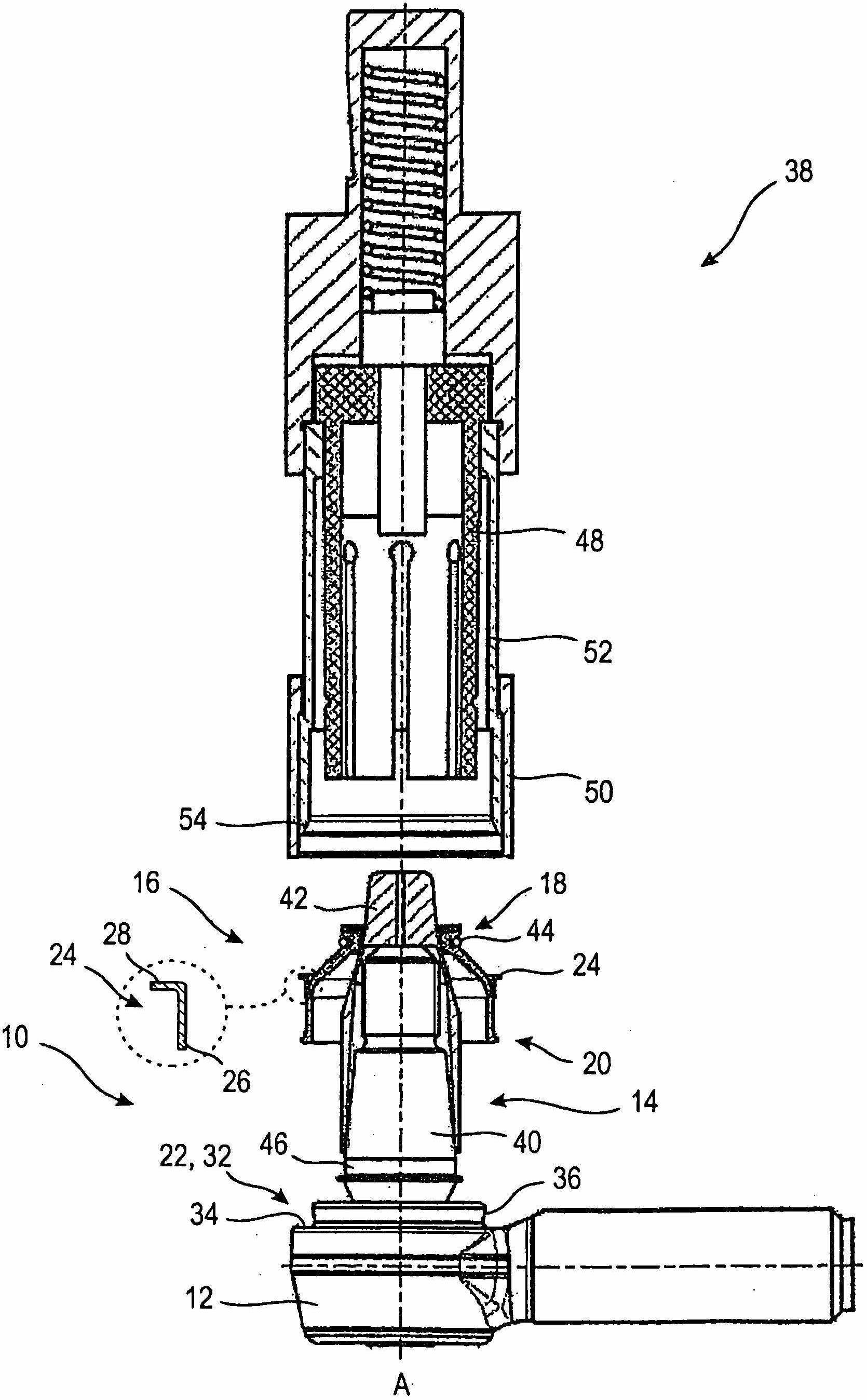 Ball joint and method for fastening a sealing bellows to a ball joint