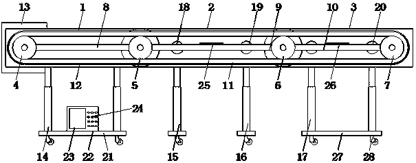 Conveyor capable of adjusting conveying height