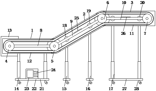 Conveyor capable of adjusting conveying height