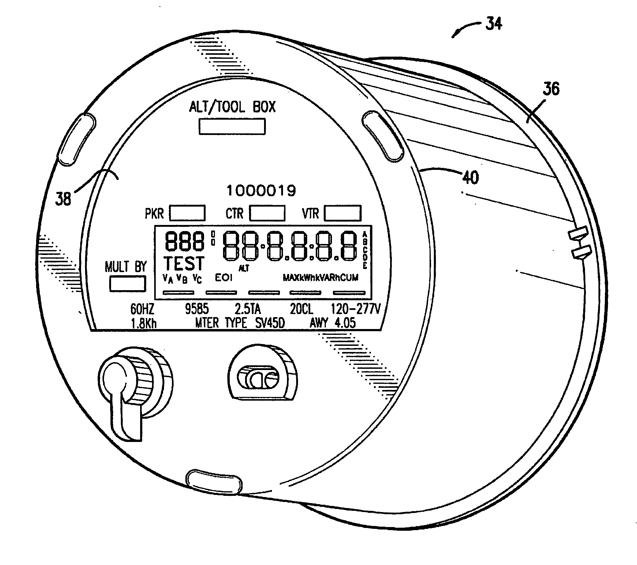 Electronic revenue meter with automatic service sensing