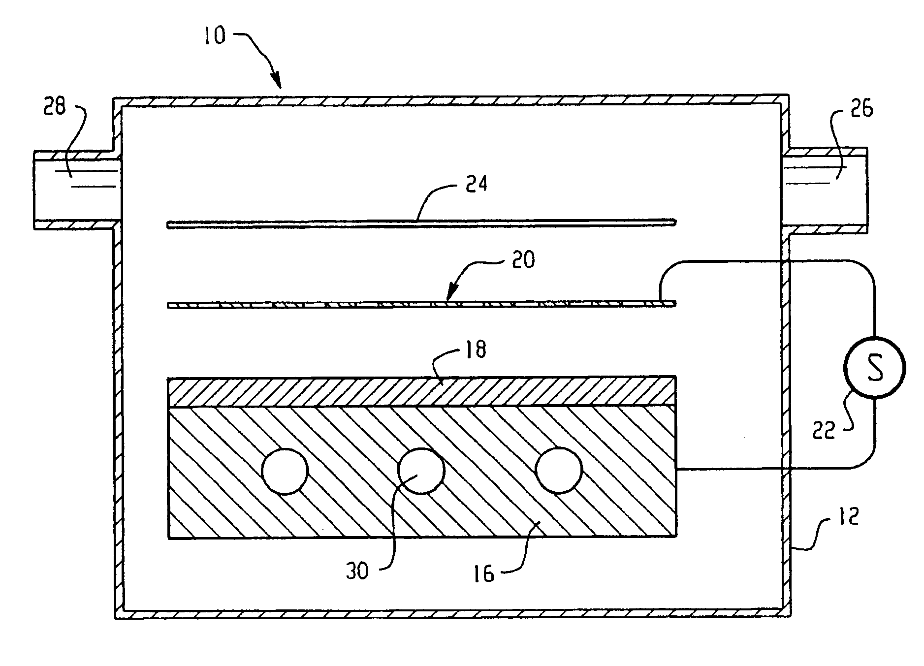 Dielectric barrier discharge apparatus and process for treating a substrate