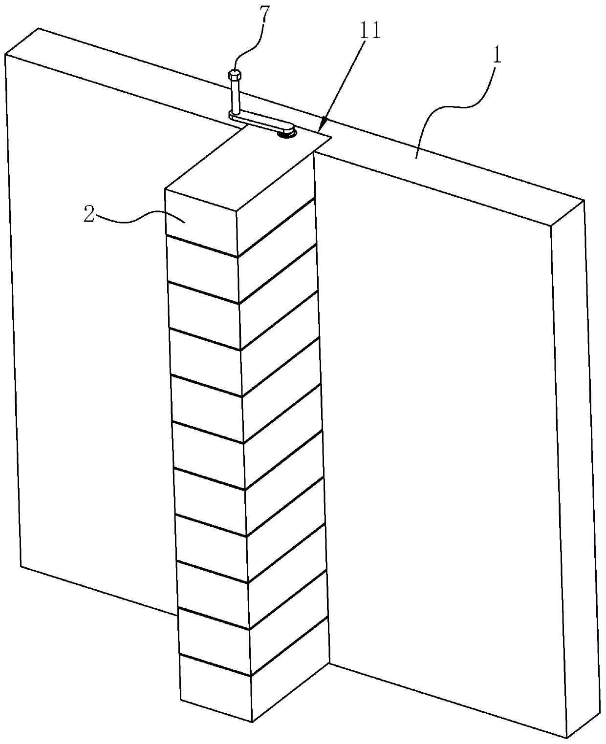 Wall structure of house building and construction method