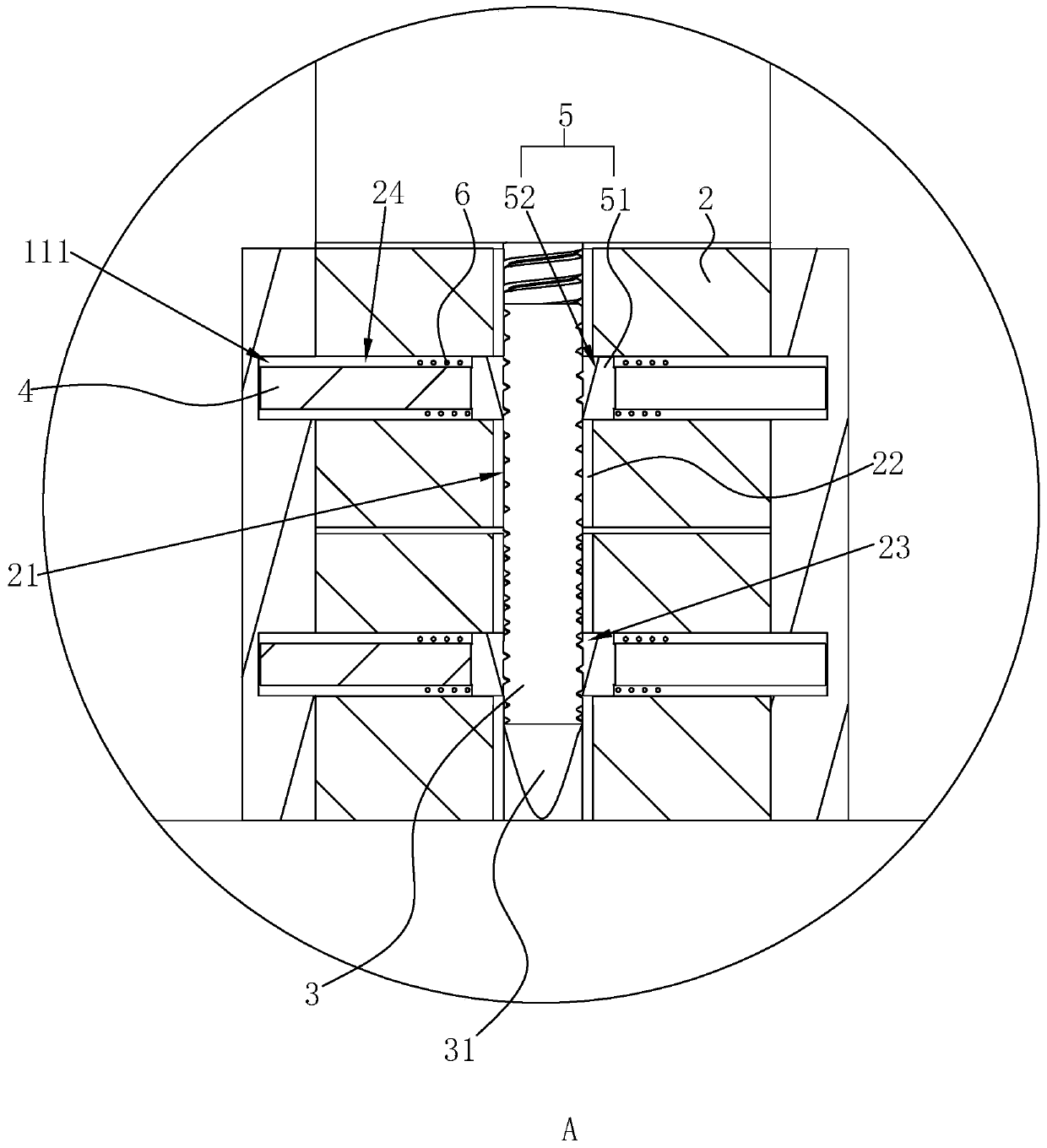 Wall structure of house building and construction method