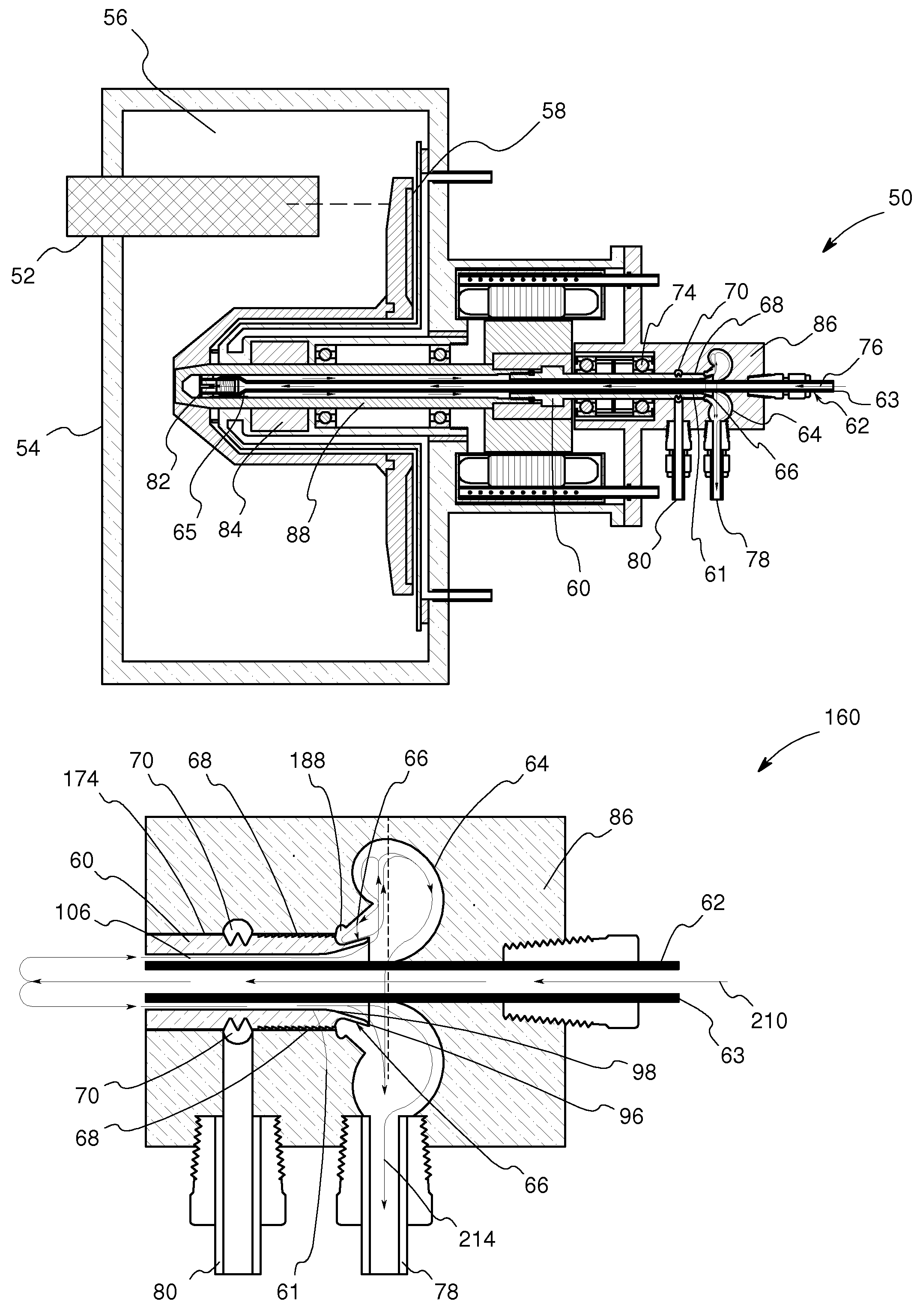 Rotating union for a liquid cooled rotating x-ray target