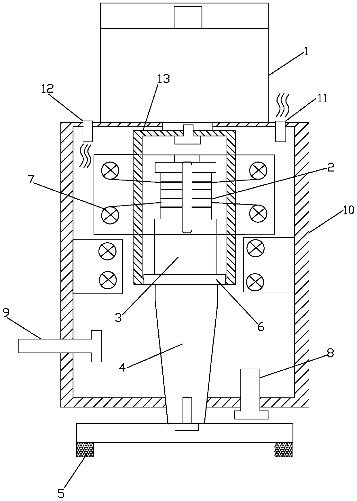Ultrasonic vibration assisted self-rotating grinding machine and main shaft device thereof