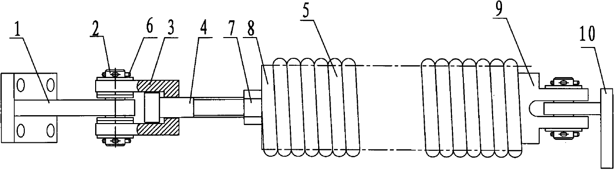 Connection structure of tension spring type balance spring of double-arm folding type high-voltage alternating current isolating switch