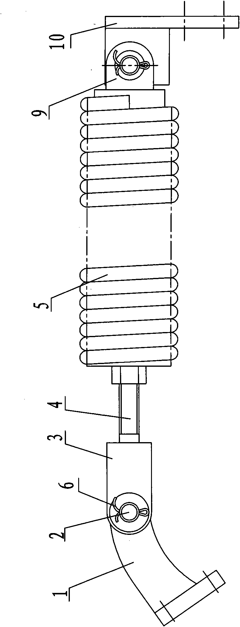 Connection structure of tension spring type balance spring of double-arm folding type high-voltage alternating current isolating switch