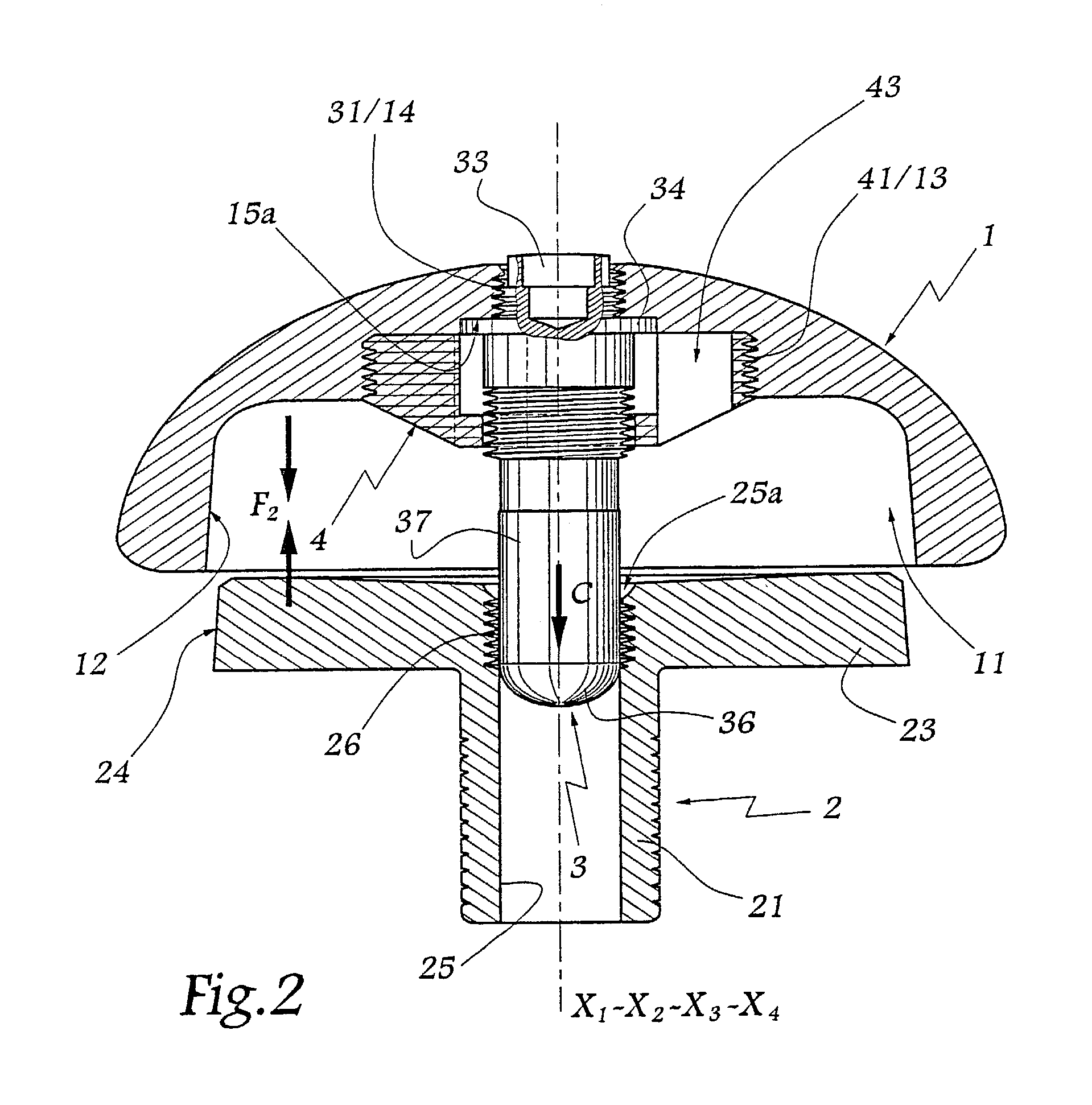 Prosthetic element comprising two components and process for assembling such a prosthetic element
