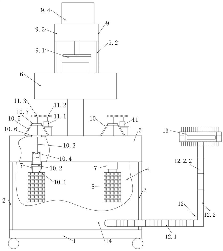 Internal cleaning device for coating environmental protection machinery and equipment