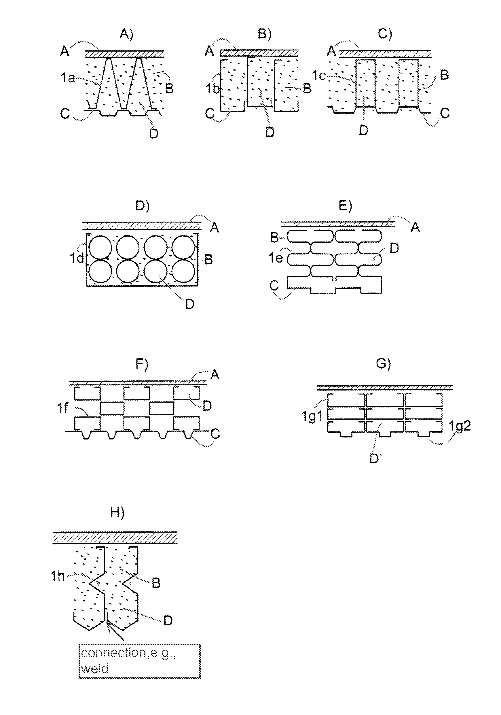 Method of producing an enforced delimited element and such an element