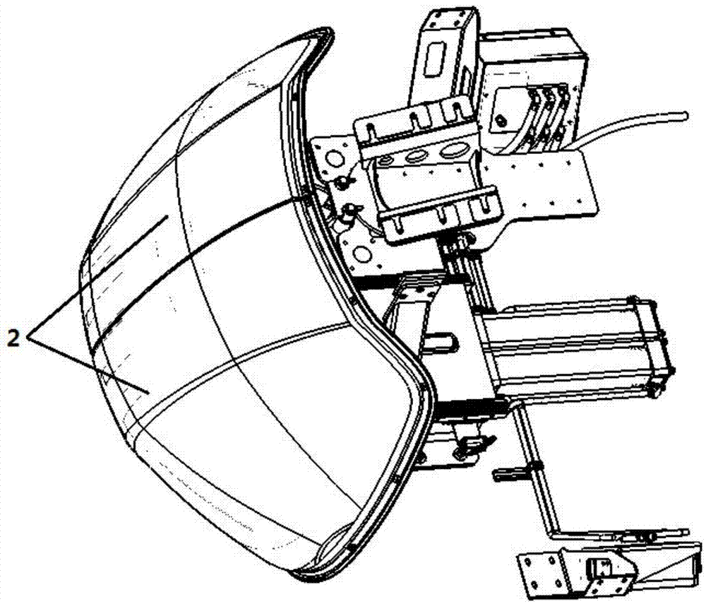Front end opening and closing mechanism for guide groove type railway vehicle