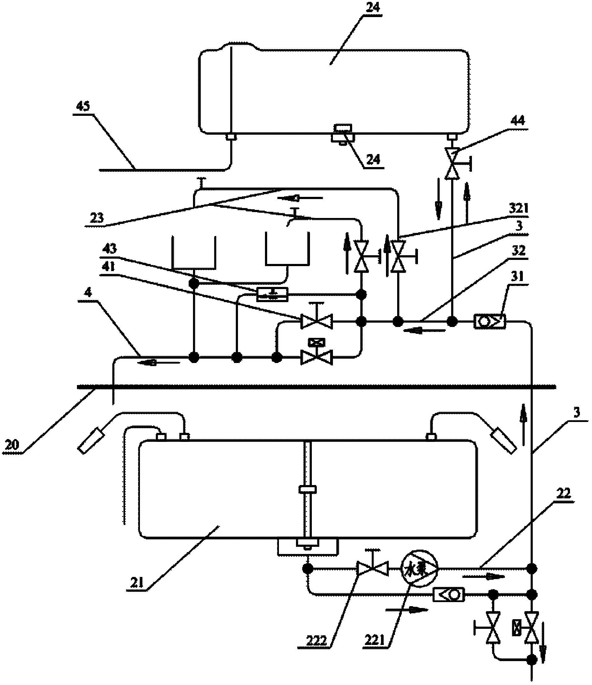 Water supply system of railway vehicle