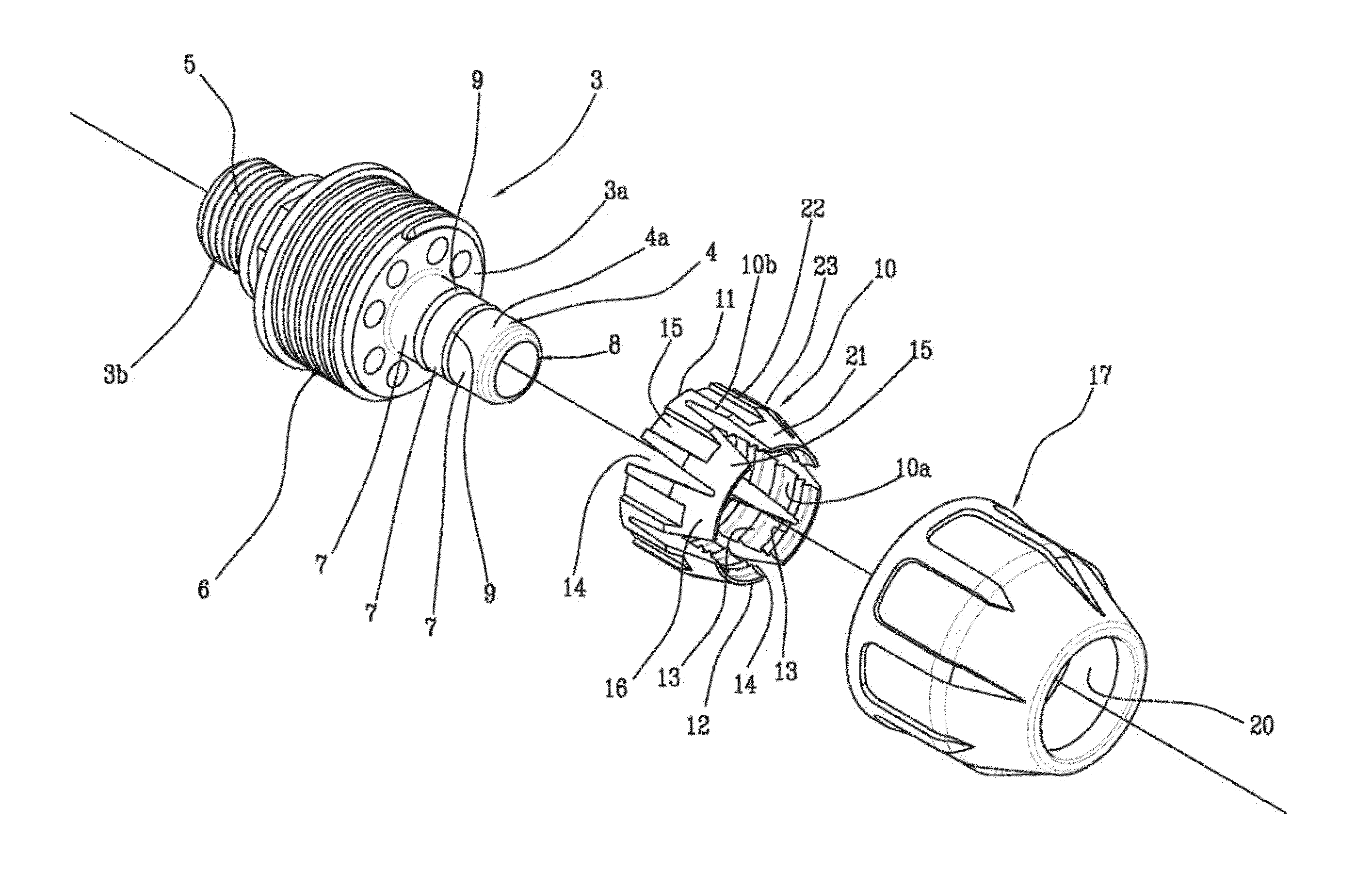 Connecting device for flexible pipes