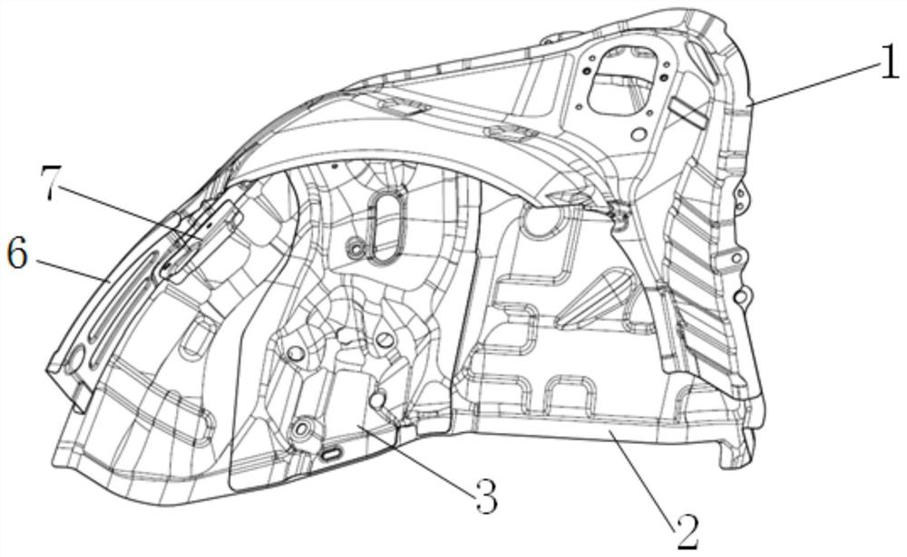 Staggered rear wheel cover structure, vehicle body and vehicle