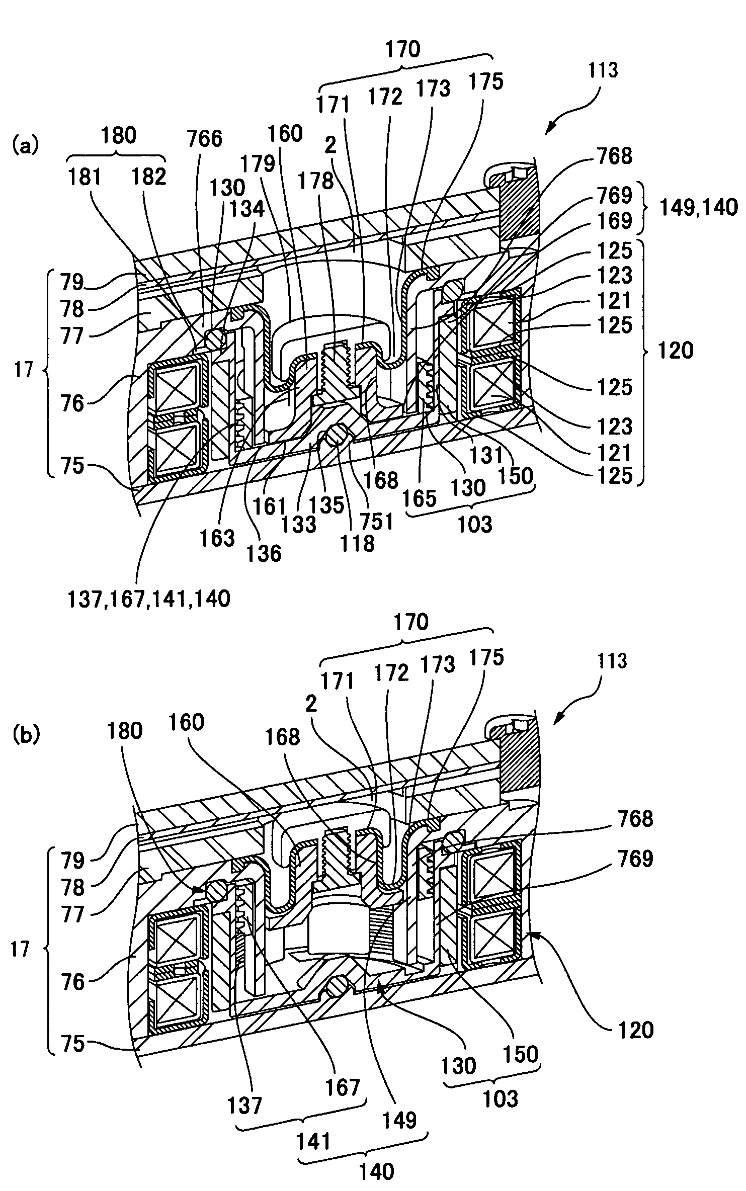 Linear actuator, and valve device and pump device using the same