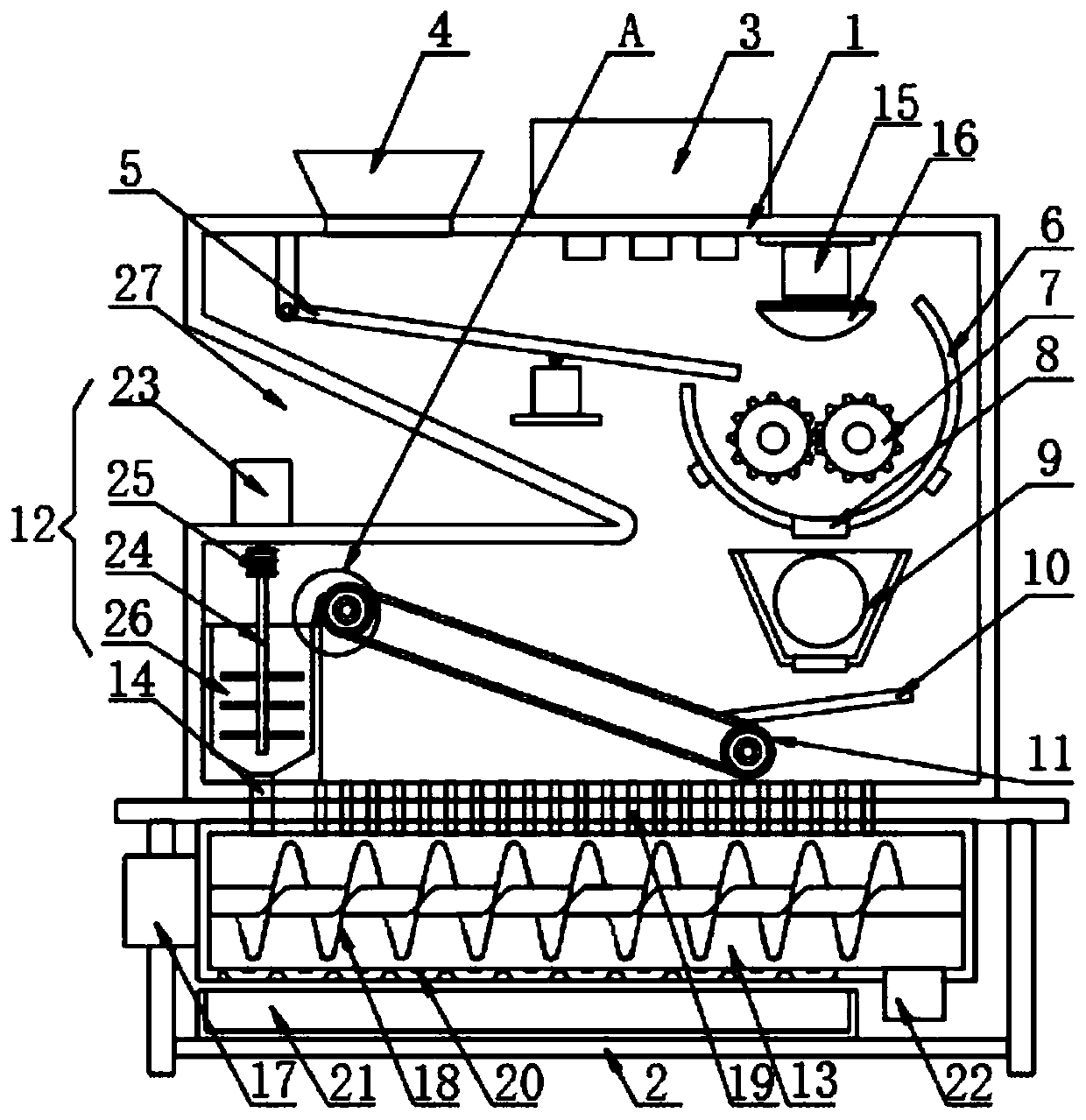 Gravel crushing device for architectural engineering