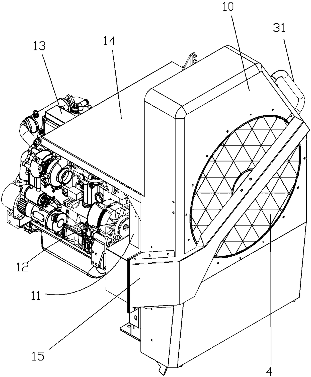 A self-rotating dust-removing device for a dust-proof mesh cover of an engine water tank