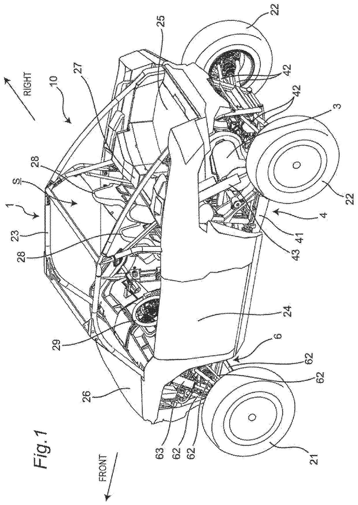 Attaching structure for stabilizer of utility vehicle