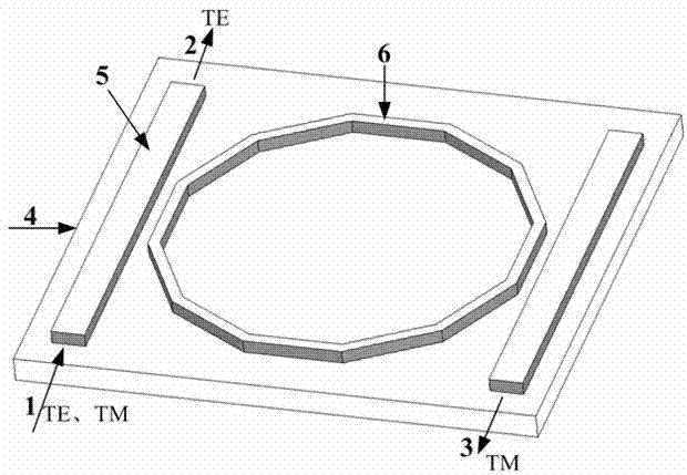 Terahertz wave polarization beam splitter with polygonal liquid crystal pool structure