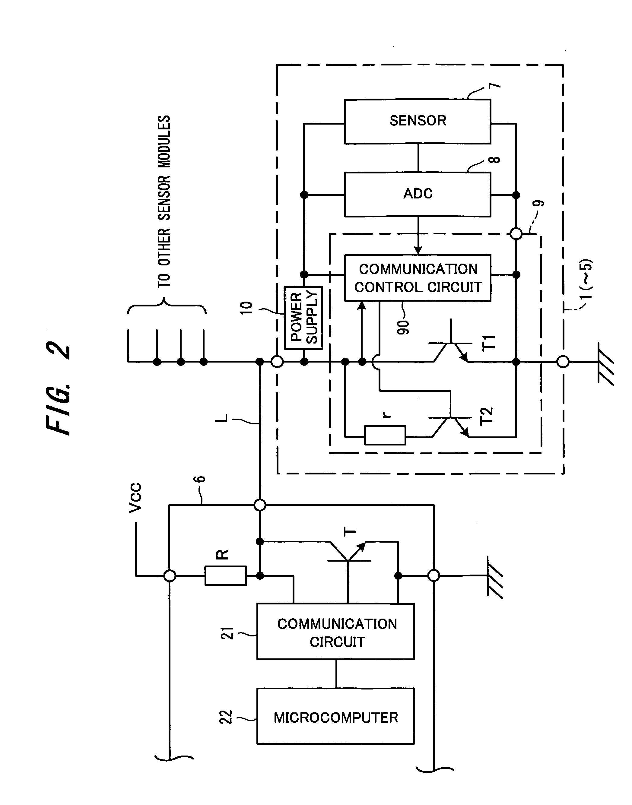 Apparatus for transmitting data acquired from bus-connected plural on-vehicle sensors to processing unit
