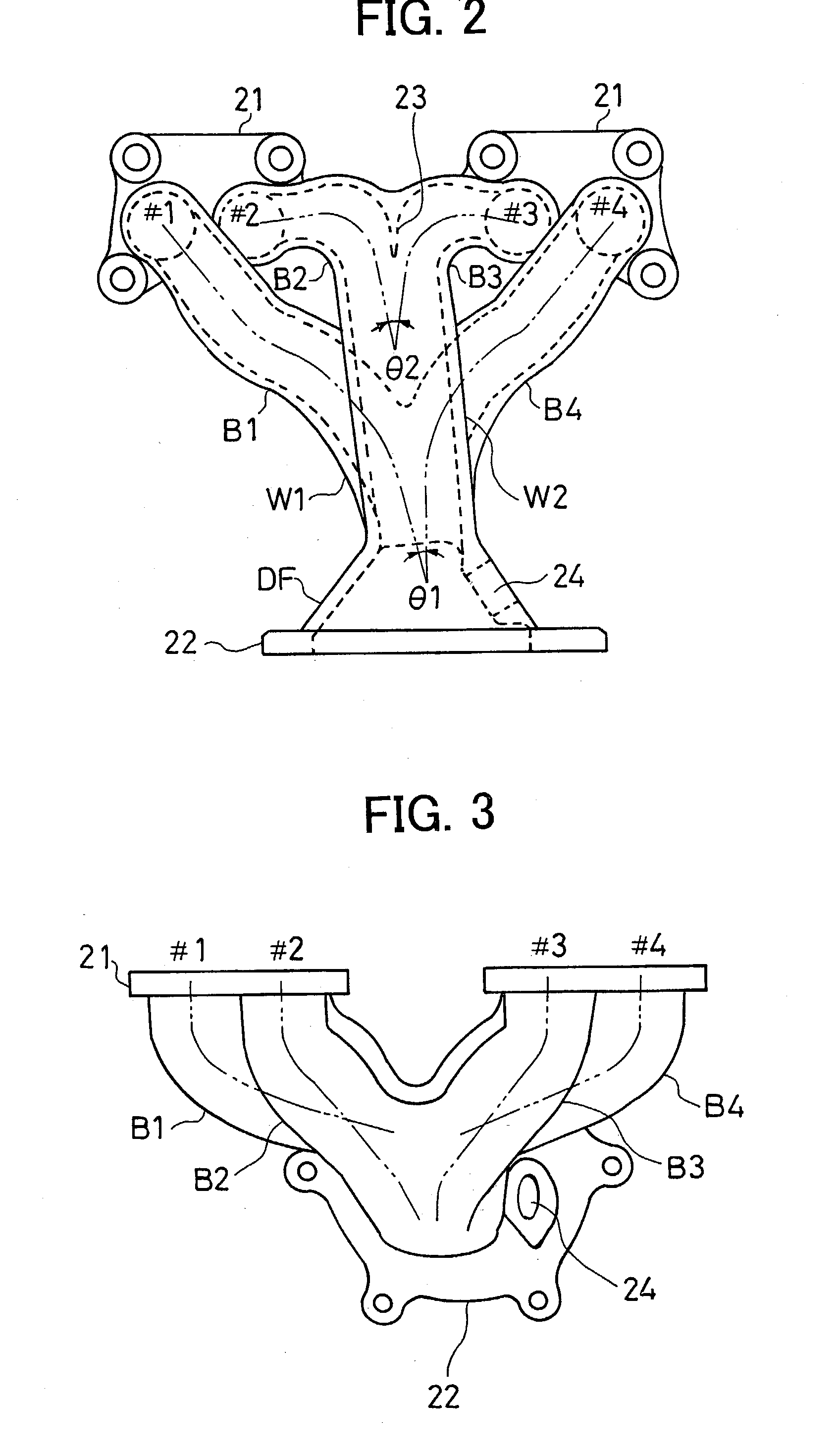 Exhaust manifold for four-cylinder engine