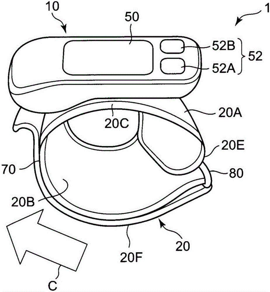 Blood pressure measurement cuff and sphygmomanometer provided with same