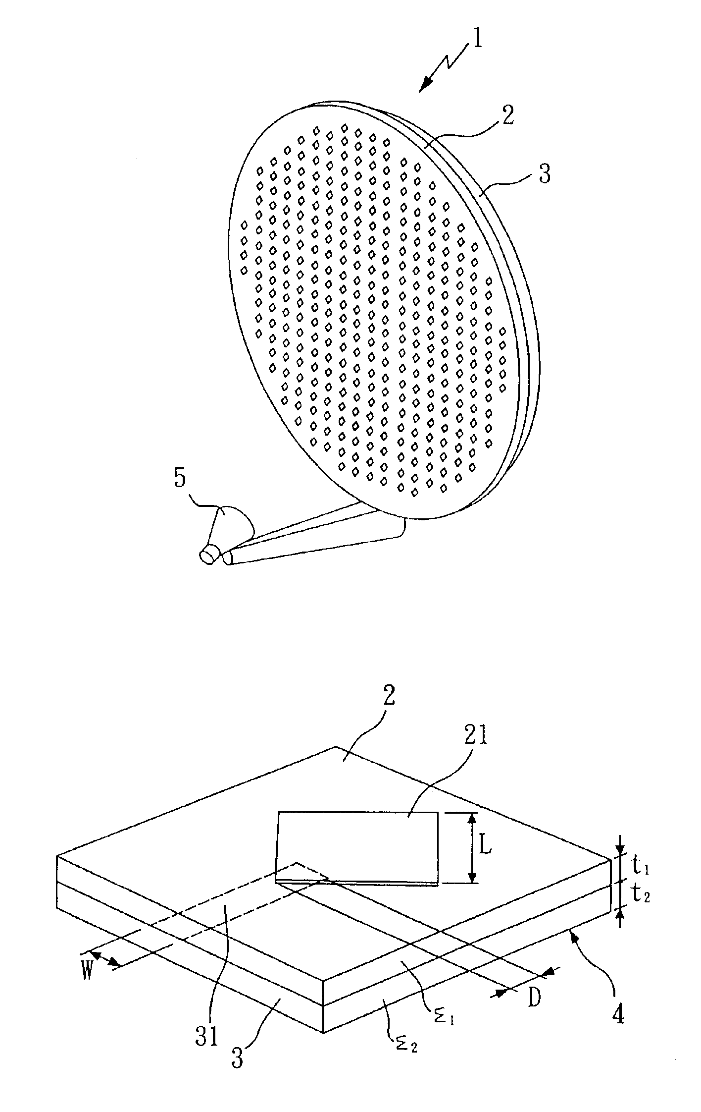 Bilayer microstrip reflector antenna
