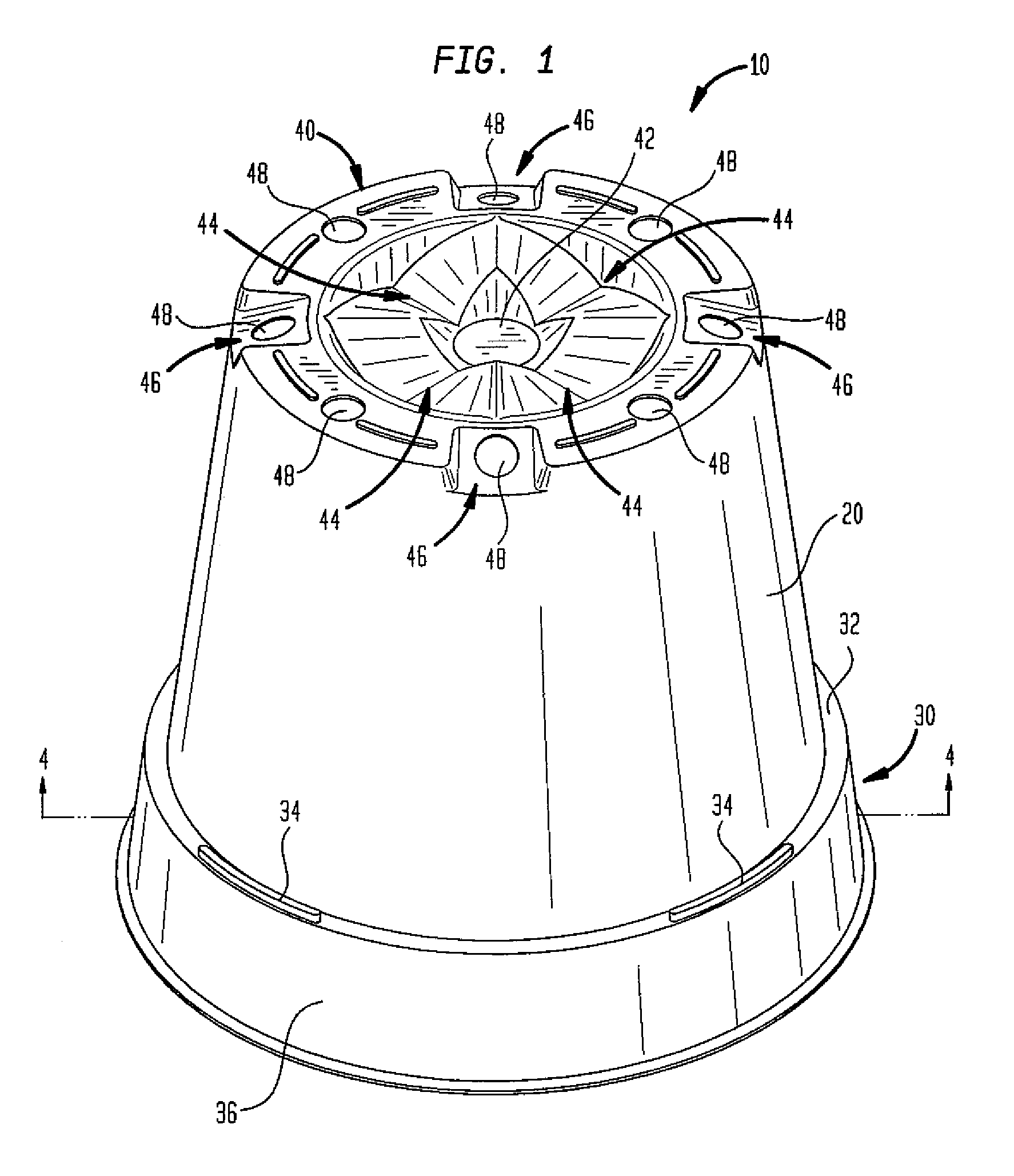 Planting pots and multi-compartment tray having self-orienting configuration