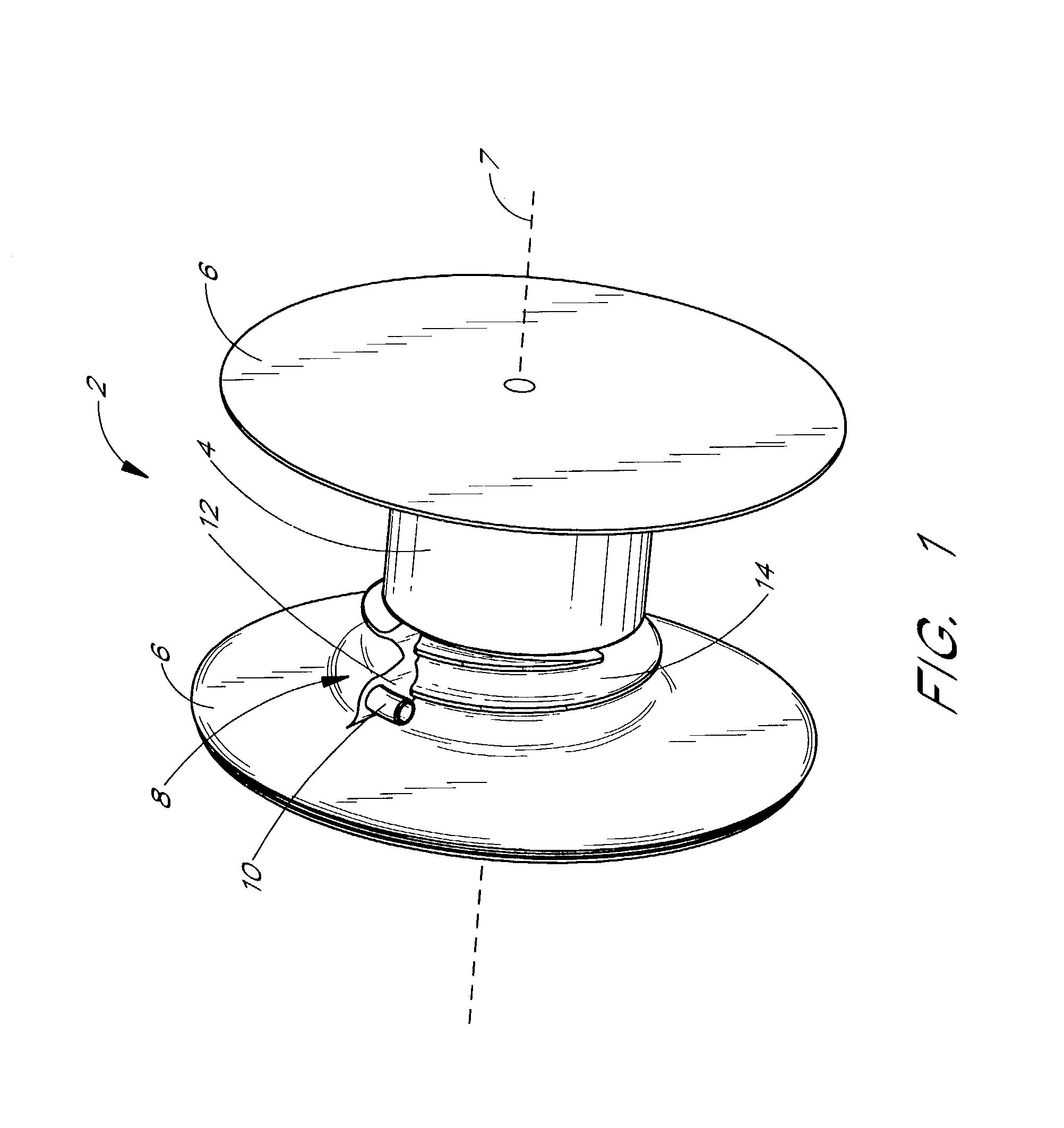 Reel having apparatus for improved connection of linear material