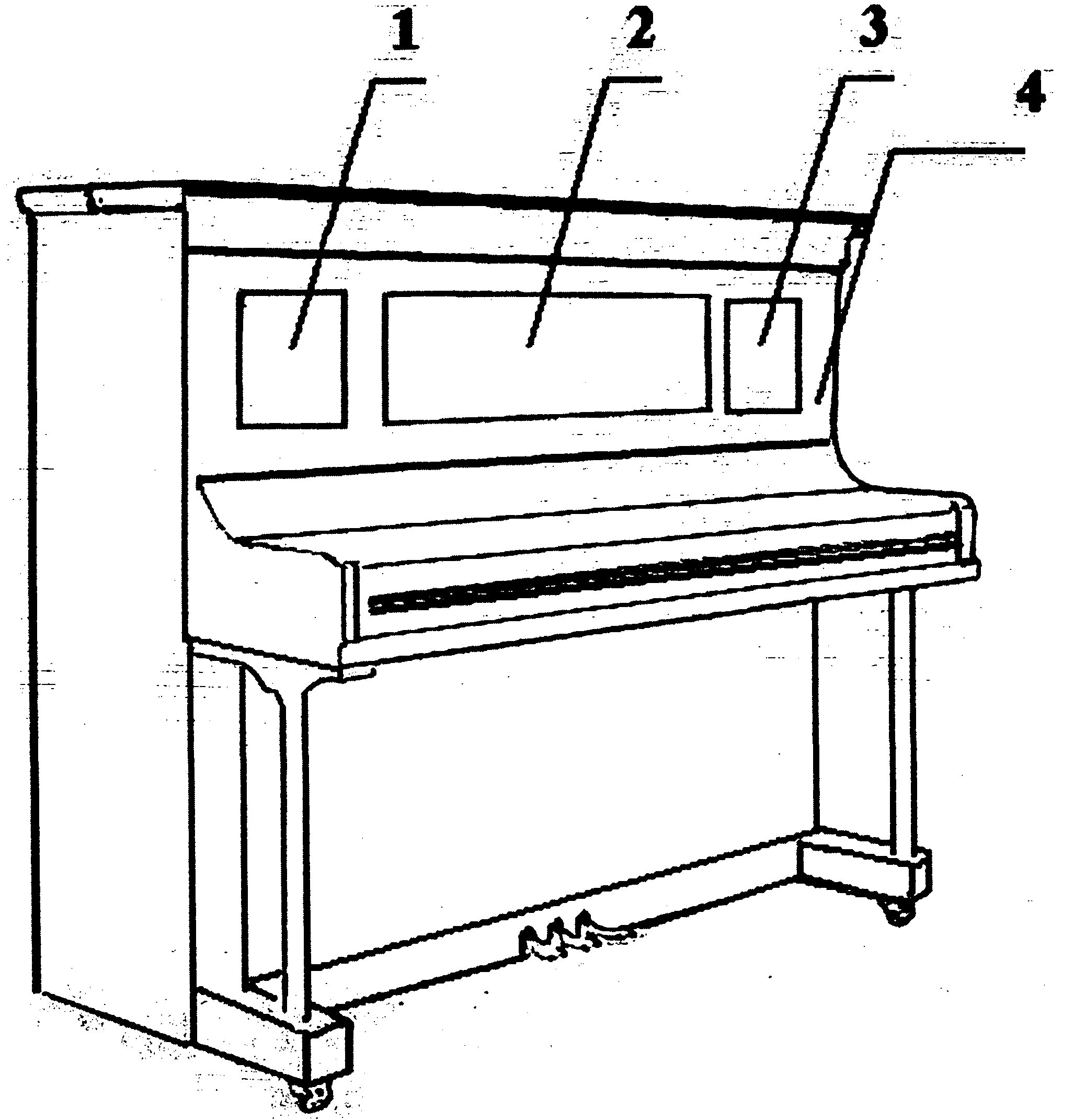 Vertical piano pre-positioned sound board