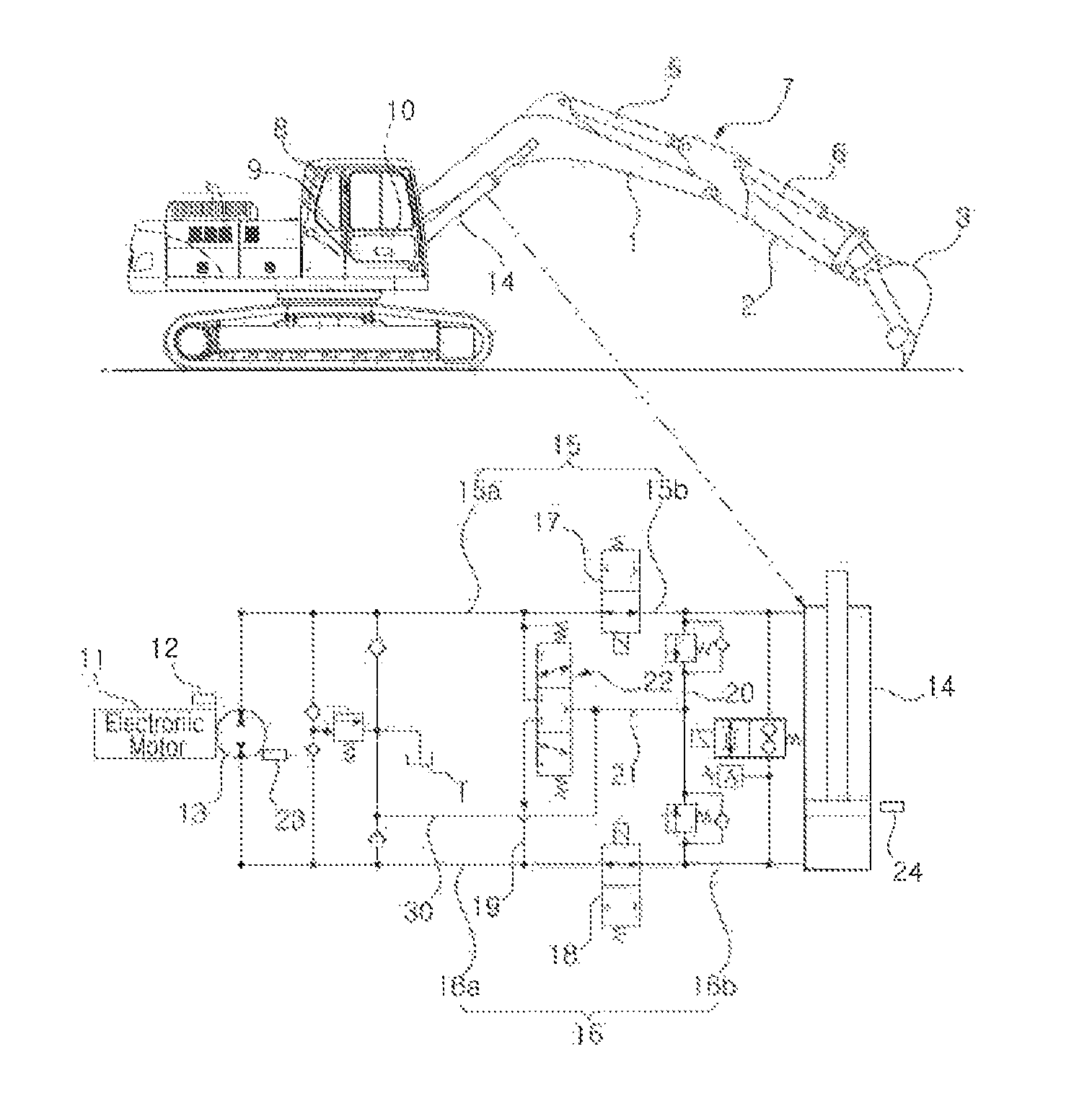 Hybrid excavator including a fast-stopping apparatus for a hybrid actuator