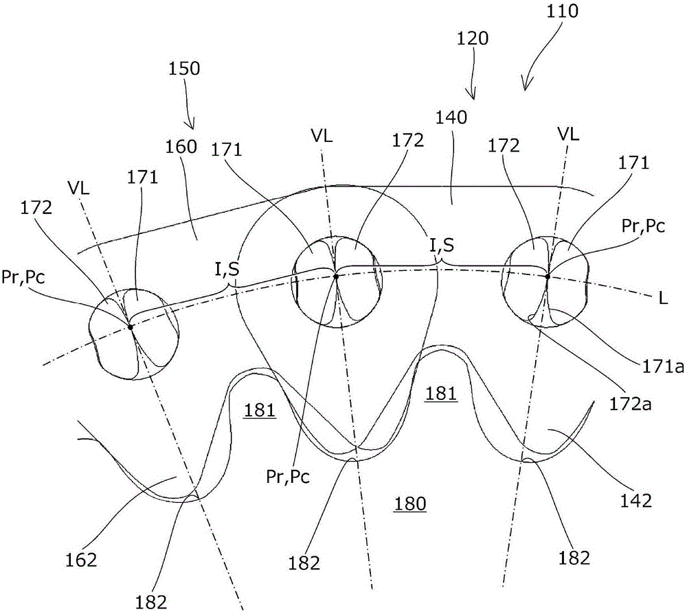 Silent chain transmission device