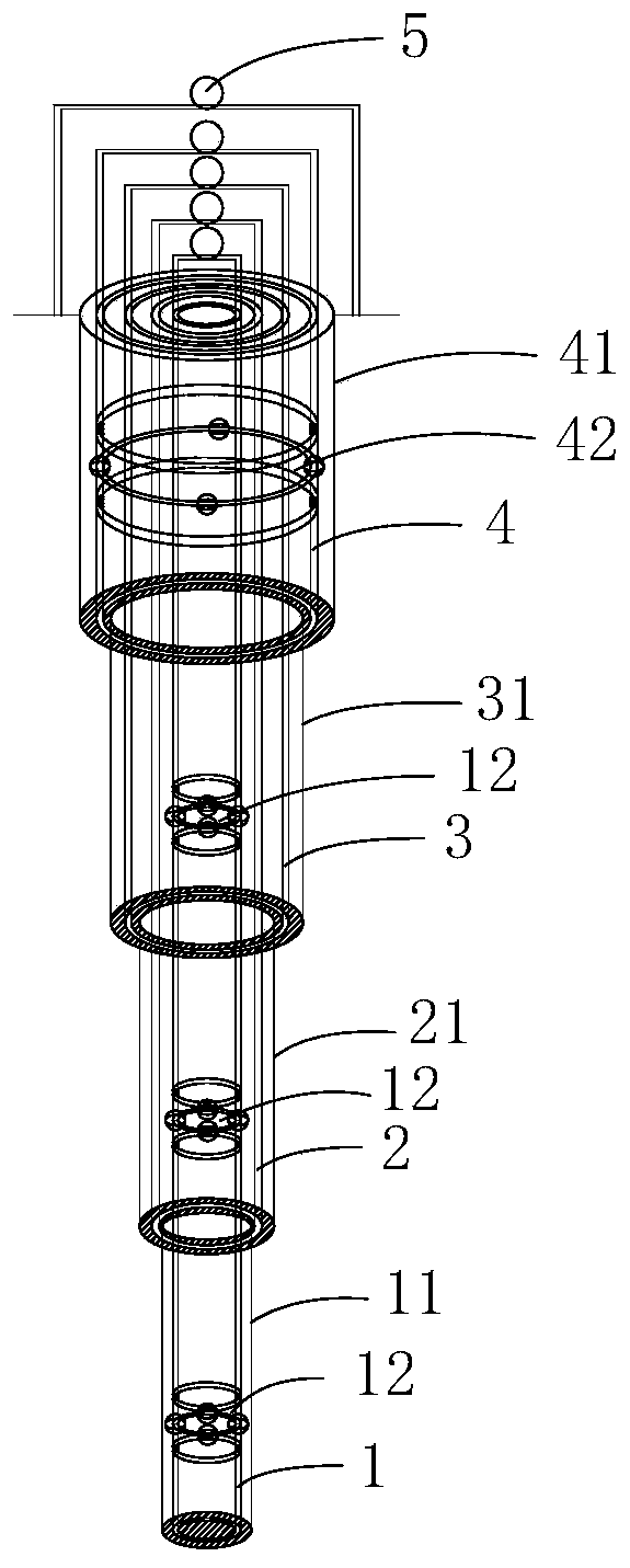 Layered monitoring target for rock and soil and construction method