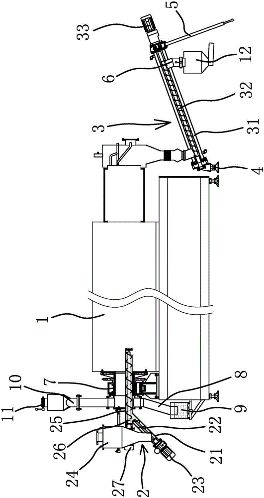 Sealing structure of screw kiln