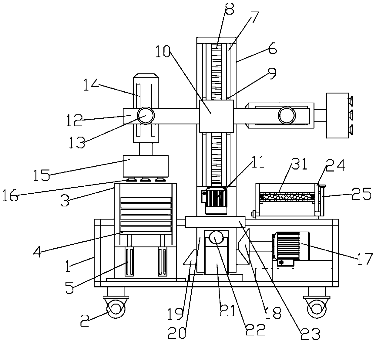 Vertical type automatic wall brick sticking device for building construction