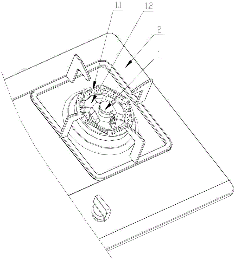 Gas cooker with burner of array polyhedral burner