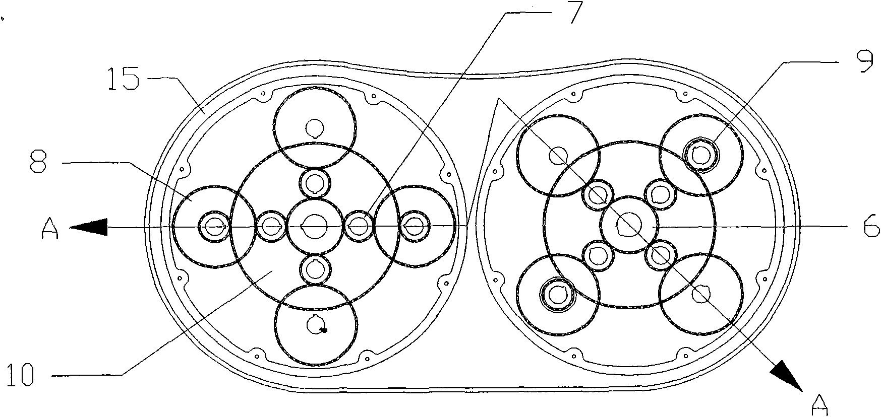 Four-head planetary contra-rotating grinding head