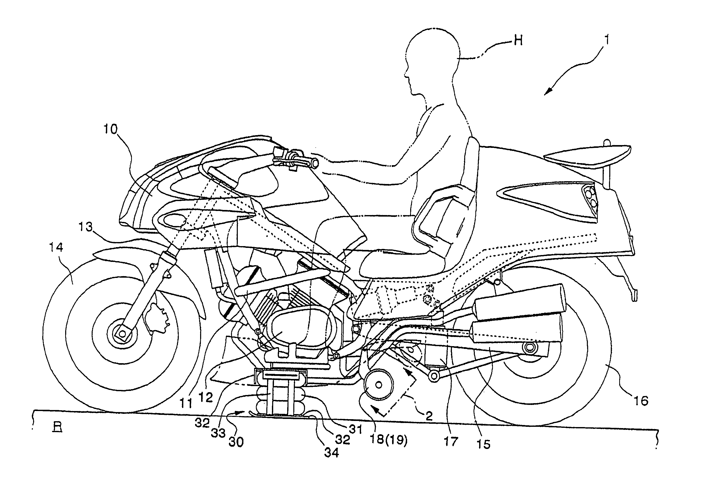 Motorcycle with auxiliary support