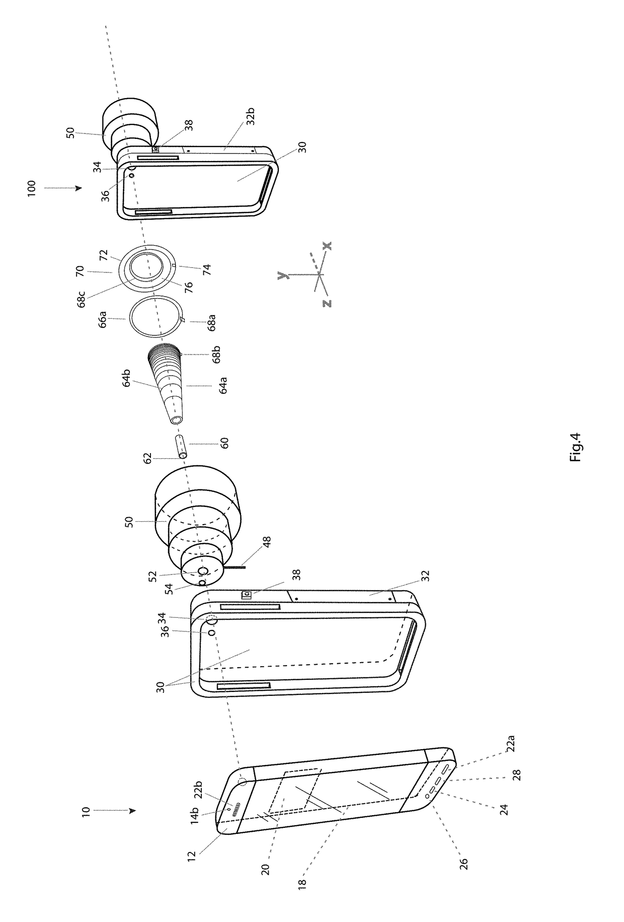 System and method for ophthalmological imaging adapted to a mobile processing device