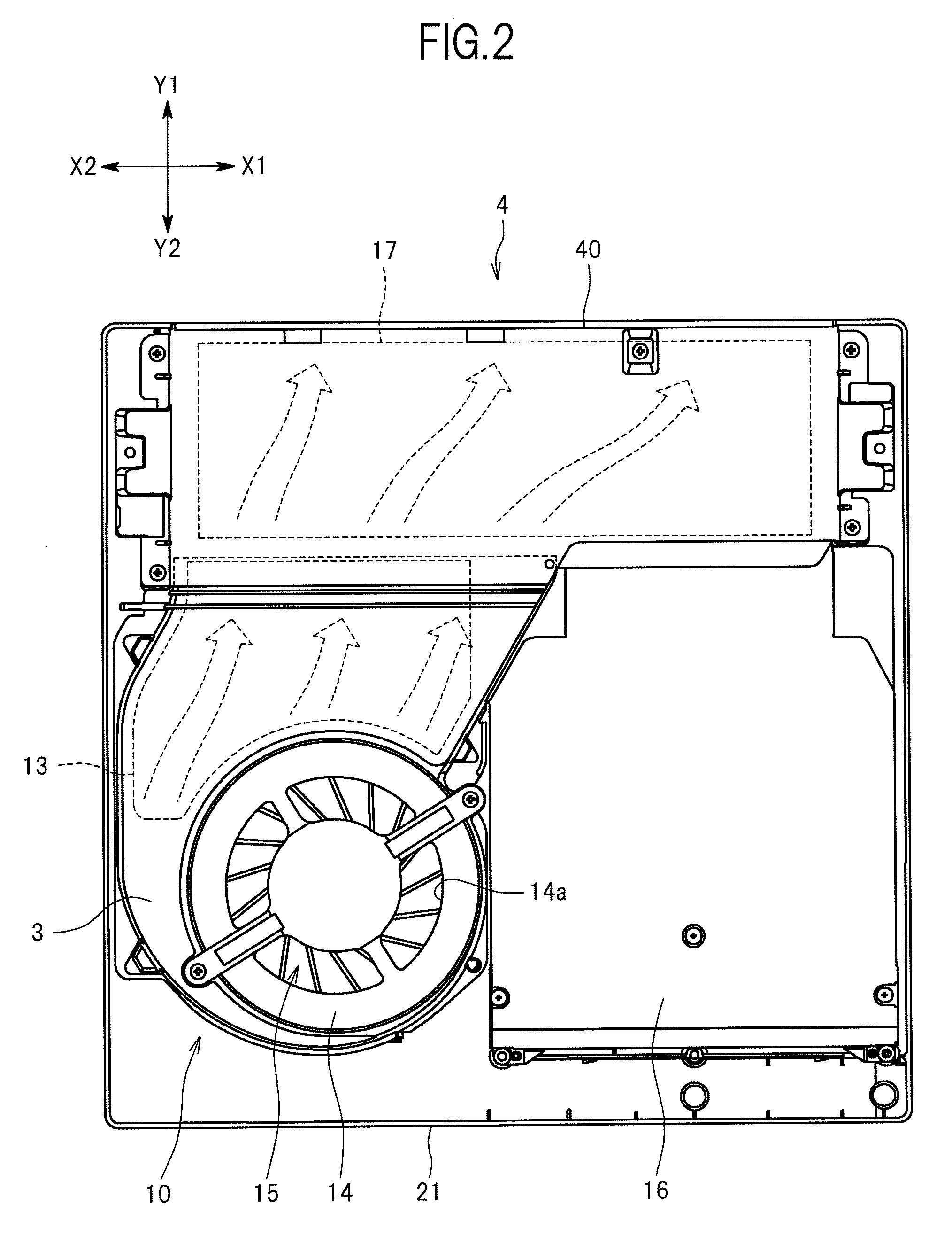 Electronic apparatus including a cooling unit and a wall member