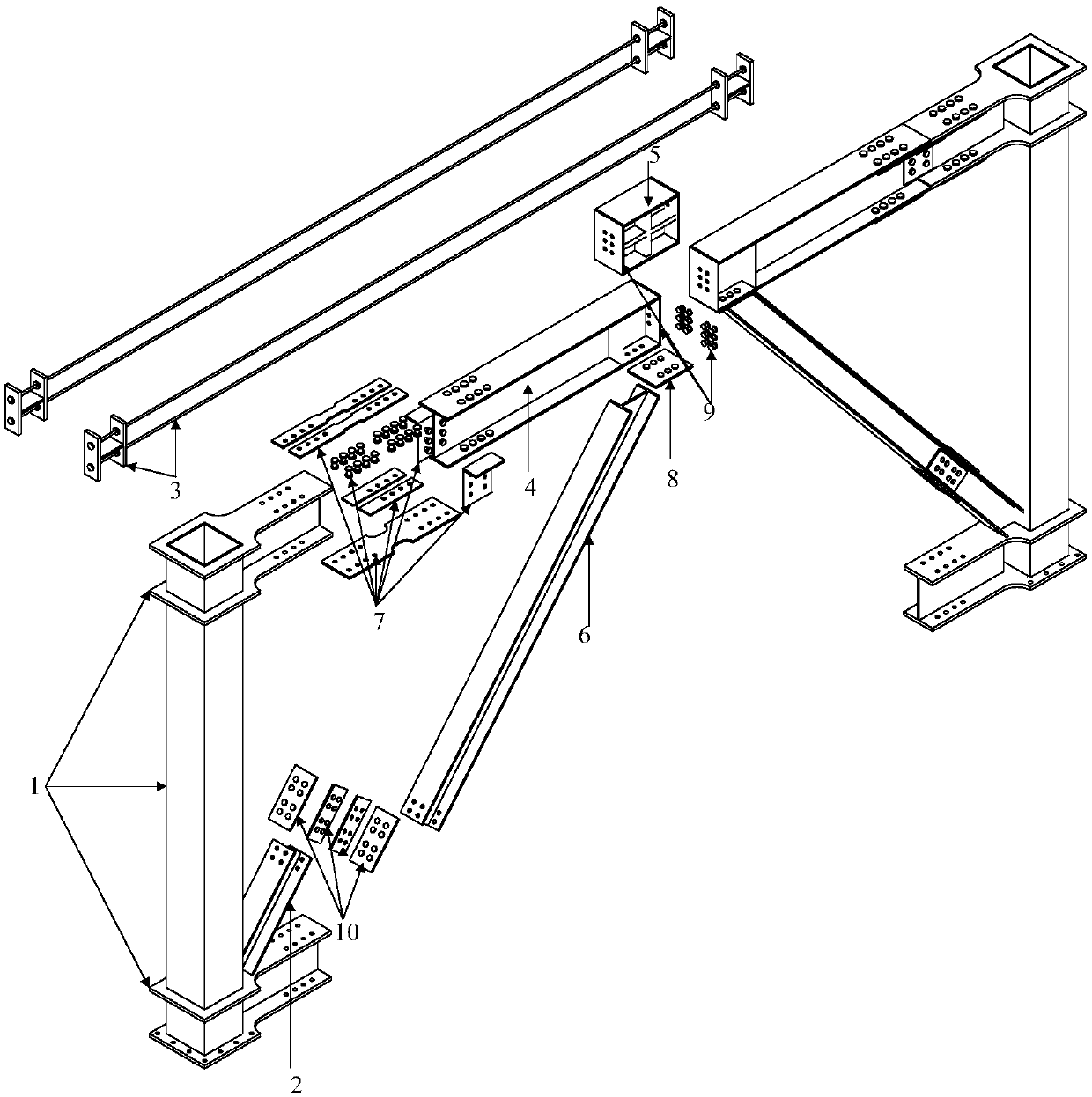 Self-resetting steel frame eccentric support system