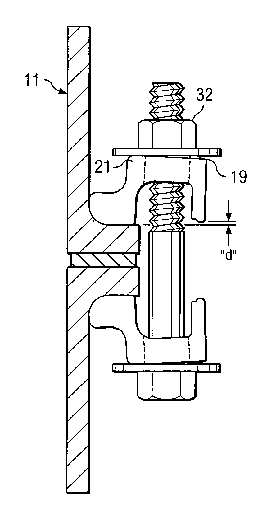 Hollowed, deformable, raised face bolt-ring