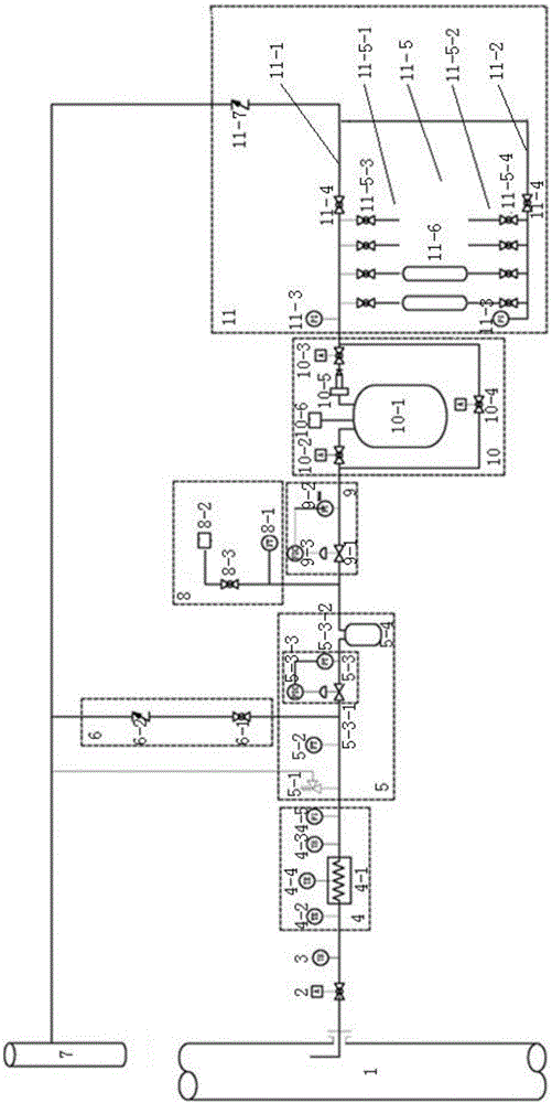 Continuous sampling and analyzing device used for loading/unloading LNG (liquefied natural gas) and using method