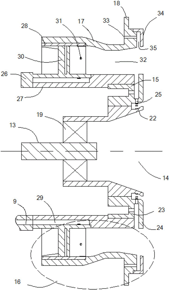 Low-emission combustion chamber for spraying oil through holes in primary combustion stage blades
