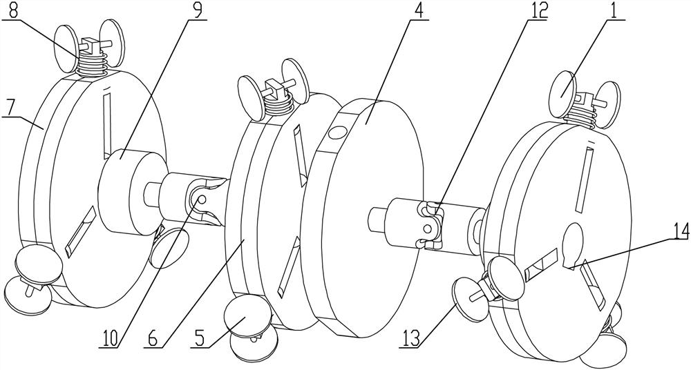 Novel spiral wheel type miniature pipeline detection robot and using method