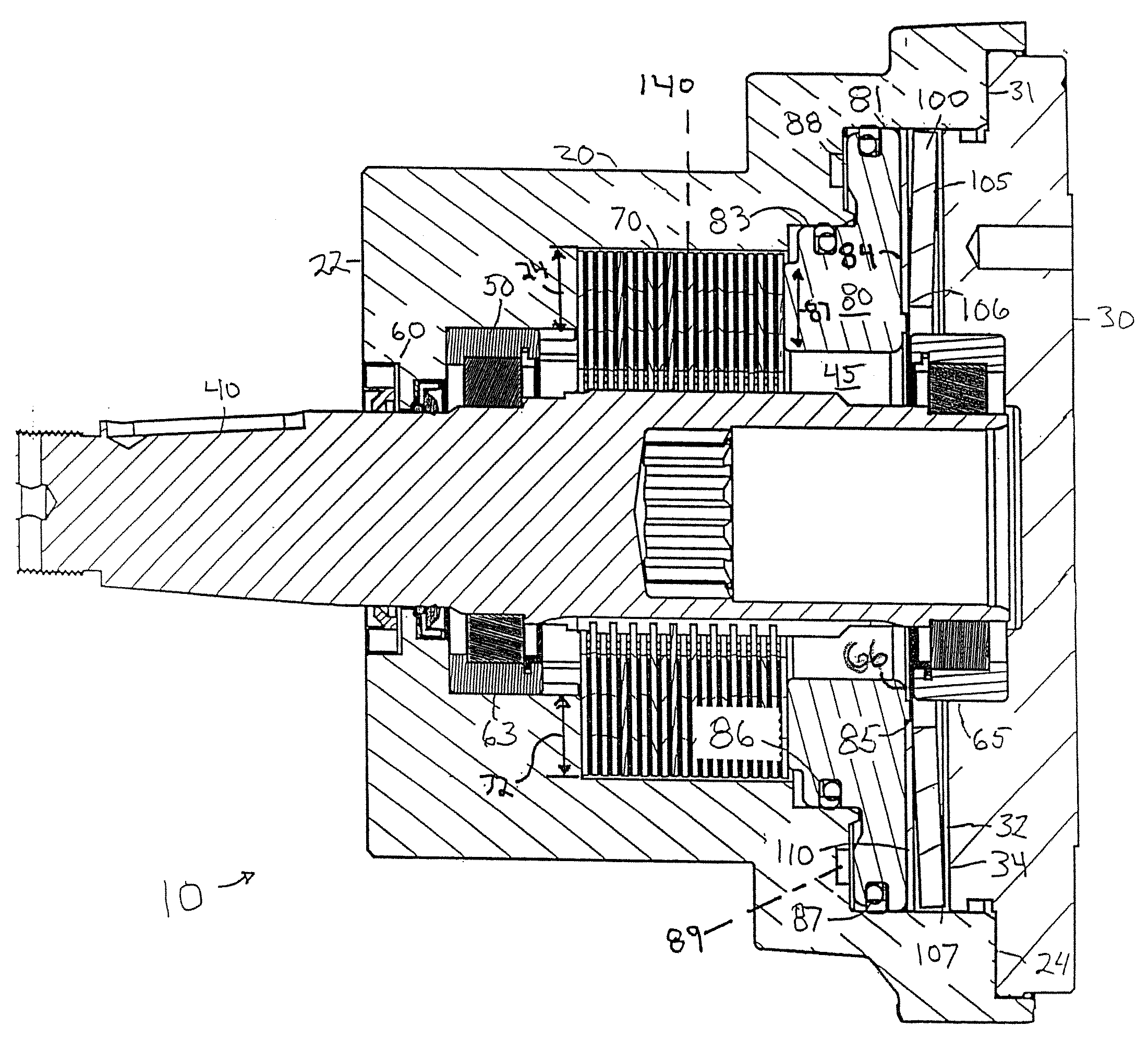 Disk spring hydraulic release brake